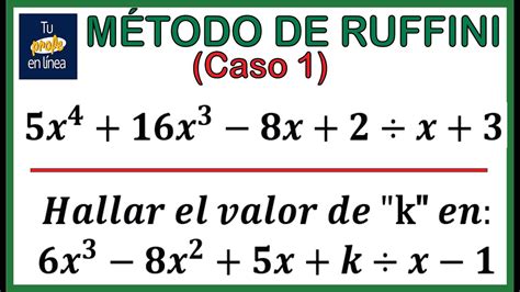 METODO DE RUFFINI Caso División Algebraica YouTube