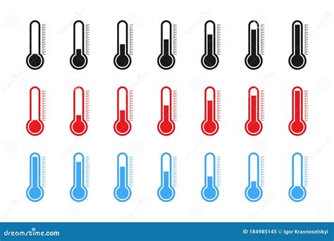 Thermometer Vector Icons Collection Temperature Symbols Hot And Cold