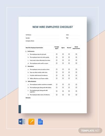 Free 10 New Hire Checklist Samples And Templates In Ms Word Excel