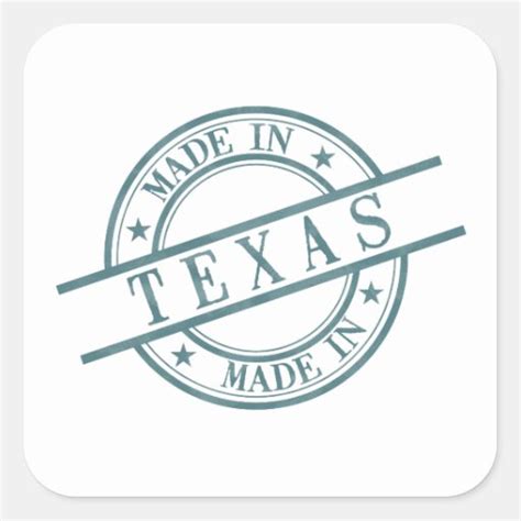 Made In Texas Stamp Style Logo Symbol Green Square Sticker Zazzle