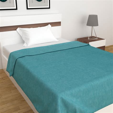 Florence Solid Single Bed Blanket 135 X 200 Cm Blue Polyester