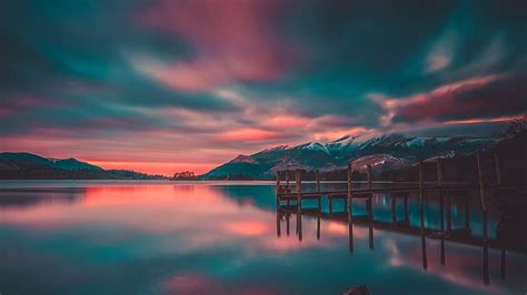 Lake Mountains Pier Twilight Mountains Piers Nature Clouds Lakes