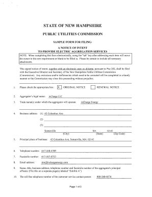 Fillable Online Puc State Nh SAMPLE FORM FOR FILING Puc State Nh Fax