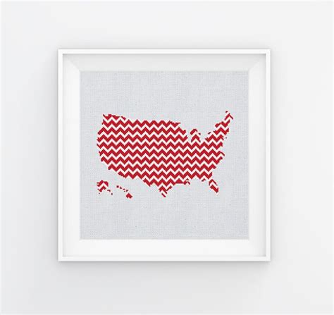 Usa Map Cross Stitch Pattern United States Map Cross Stitch Etsy
