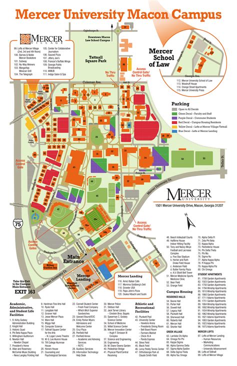 Mercer University Campus Map Map Vectorcampus Map