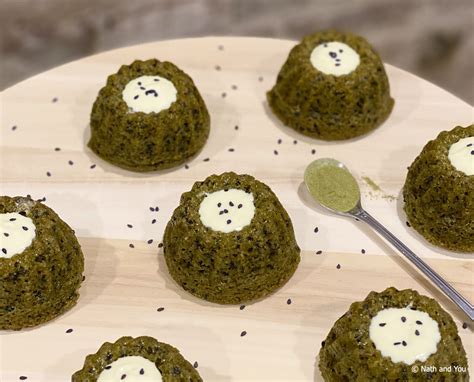 Financiers au thé vert Matcha chocolat blanc et sésame noir