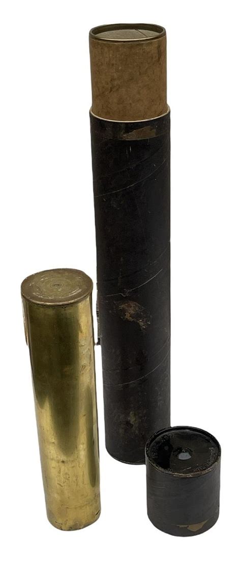 Imcs Militaria Us Ww2 75 Mm M18 Shell In Transport Container