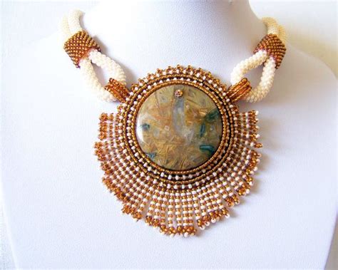 Beadwork Bead Embroidery Pendant Necklace With Mexican Crazy Etsy