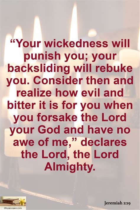 Jeremiah 219 “your Wickedness Will Punish You Your Backsliding Will