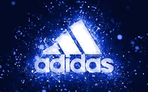 Download Wallpapers Adidas Dark Blue Logo 4k Dark Blue Neon Lights