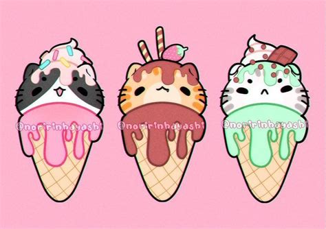 Adorable Kitty Cat Doodles Simple Kitty Ice Cream Cone Drawings That