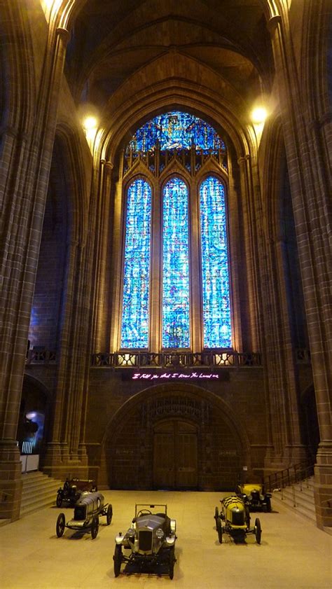 The cathedral blends beautiful stained glass windows, high altars and bell towers with neon signs. The Day I Flew inside Liverpool Cathedral - Robin ...