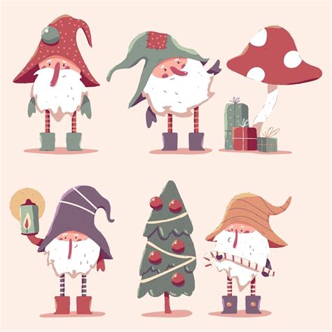 Premium Vector Cute Christmas Dwarf Cartoon Characters Set