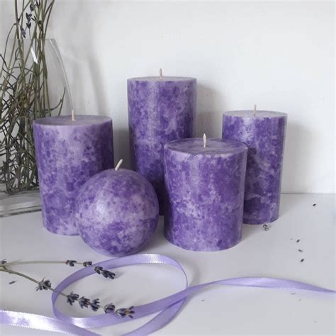Purple Candles Purple Pillar Candle Unique Candle Etsy