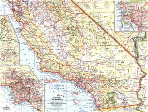 Southern California Map Published 1966 National Geographic Maps