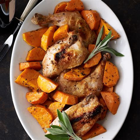 Transform a simple roast chicken with a rich saffron butter and a sweet date and couscous stuffing. Roast Chicken with Butternut Squash Recipe - Quick From ...