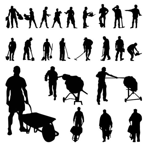 Worker Silhouettes Image In 2020 Silhouette Vector Silhouette Images