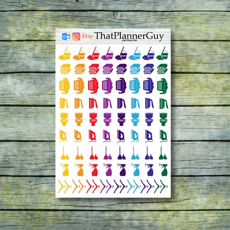Cleaning Icons Stickers Clean House Stickers Planner Etsy