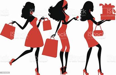 Vector Shopping Cartoon Cool Silhouette Woman Clip