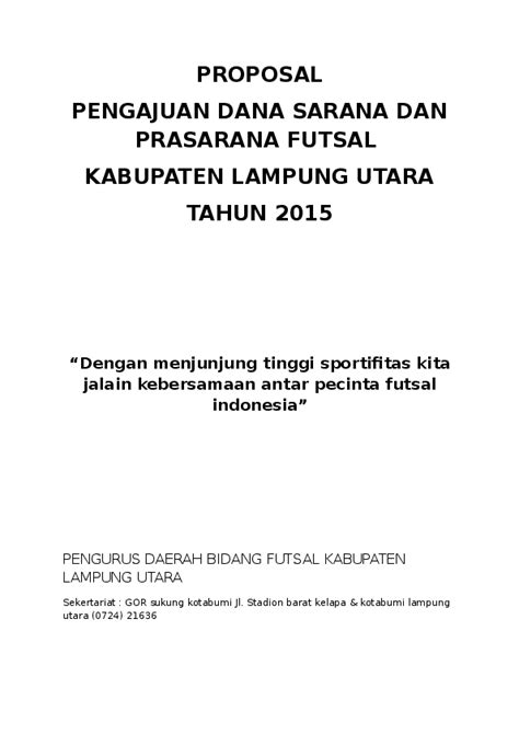 Contoh Proposal Permohonan Pembangunan Lapangan Futsal Riset