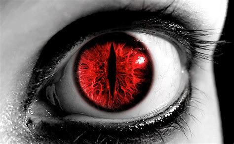 Demon Contact Lenses Have A White Center And Blood Red Detailing Colors