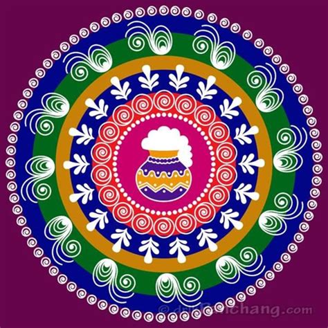 15 Beautiful And Colorful Pot Kolam And Rangoli Designs Ideas For Pongal