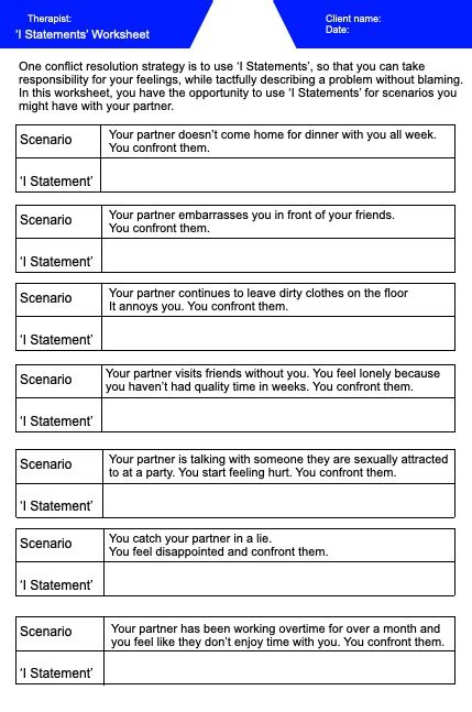 Couples Therapy Worksheet Printable Reprogramming Mind