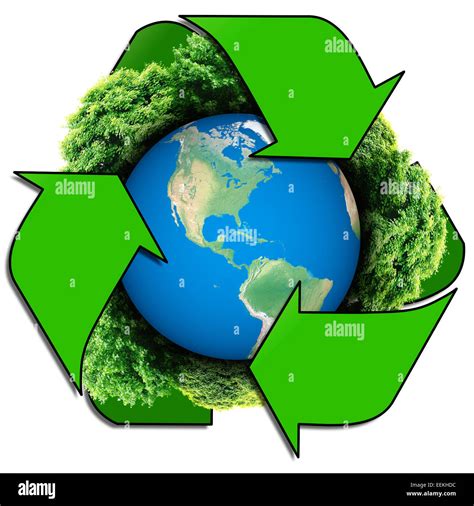 Recycle Logo With Tree And Earth Eco Globe With Recycle Signs Stock