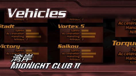 Midnight Club 2 All Vehicles And Listing Youtube