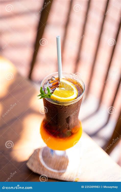 Orange Juice Espresso Iced Coffee For Drink Stock Image Image Of