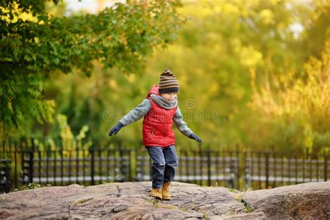 Little Boy Playing On Modern Kids Play Ground Stock Photo Image Of