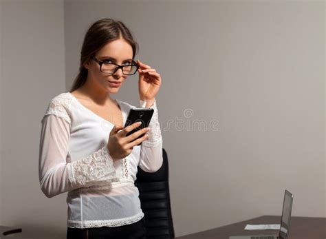 Secretary Works In The Office Stock Image Image Of Glasses Working