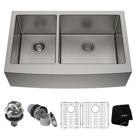 To determine the maximum sink size for your base cabinet, measure the interior of your cabinet and subtract two to three inches from each dimension. Kraus Standart PRO 32.88-in x 20.75-in Stainless Steel Double-Basin Standard (8-in or Larger ...