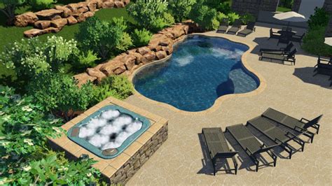 Custom Freeform Pool Model With Hot Tub St Louis Premier Pool Company