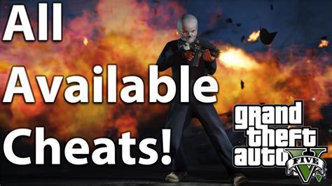 GTA V All Available Cheat Codes Cars Weapons Health Gameplay Cheats God Mode And Others