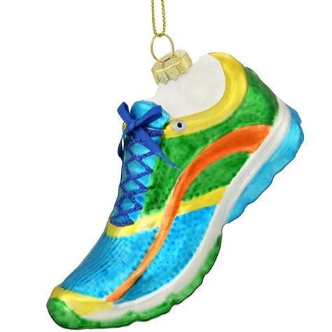 Multicolored Running Shoe Glass Ornament