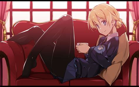 Fond Décran Illustration Blond Anime Filles Anime Yeux Bleus