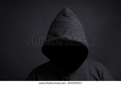 Faceless Person Wearing Black Hoodie Hiding Stock Fotografie 264239615 Shutterstock