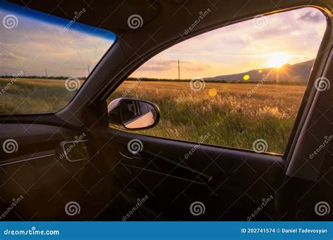 Car Window With Sunset Stock Photo Image Of Nature 202741574