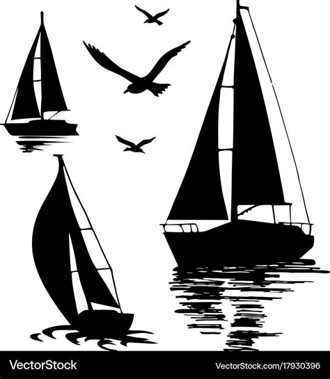 Silhouette Of A Sailing Boat On A White Royalty Free Vector