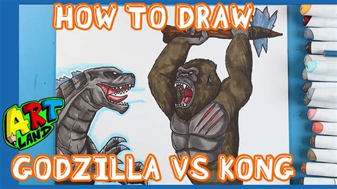 How To Draw Kong Raising His Axe At Godzilla Easy Drawings