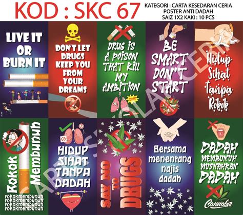 Skc67 10pcs Poster Kempen Anti Dadah And Anti Rokok