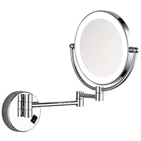 Gecious 10x Magnification Wall Mounted Lighted Vanity Mirror Led Lighted 8 Inches Double Sided