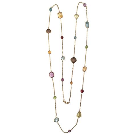 Elegant Multiple Semi Precious Stone Gold Necklace For Sale At 1stdibs