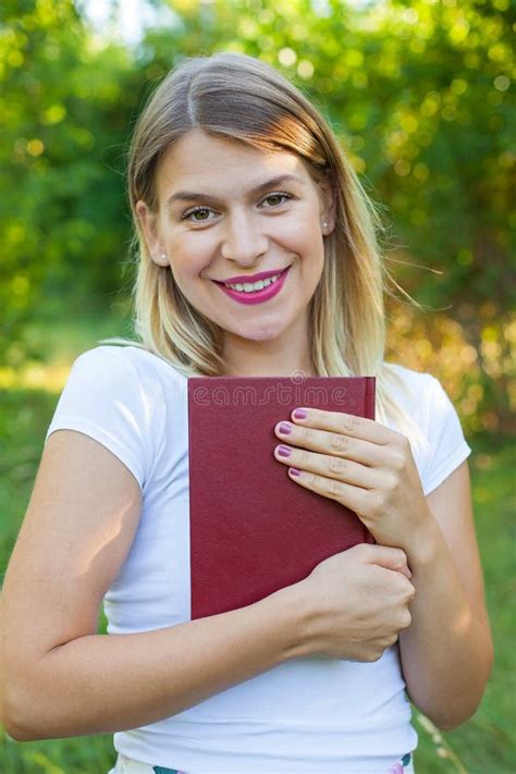 Beautiful Female Student Holding A Book Stock Image Image Of Diary