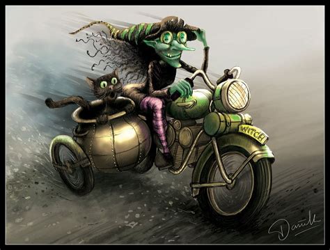 Witch On A Motorbike By Daniellefw Halloween Art Fairytale Art