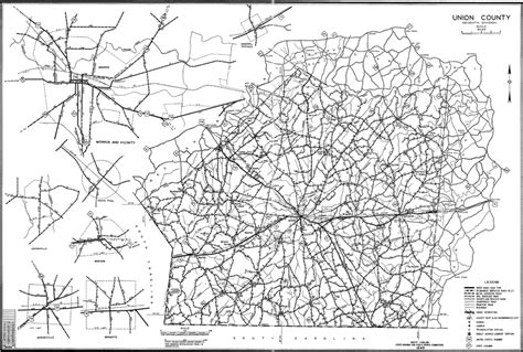 1949 Road Map Of Union County North Carolina