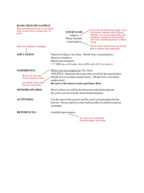 basic resume template   templates   word