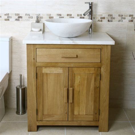 Oak Vanity Unit With White Marble Top Bathroom Prestige Oak