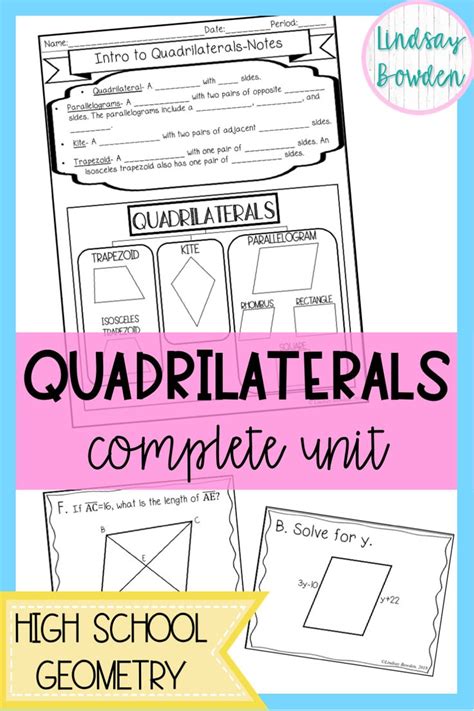 Polygons and quadrilaterals i can define, identify and illustrate the following terms: Quadrilaterals Unit Bundle | Geometry lessons, Secondary ...